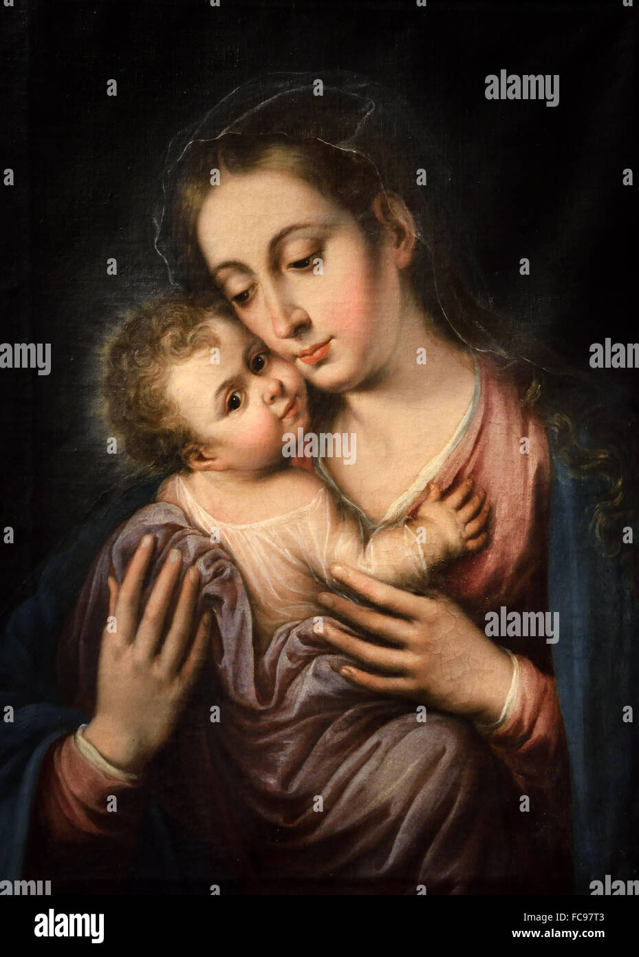 Virgen de Belen - Lady of Bethlehem 17th Century Oleo Sobre Lienzo  Abadia de Santa Ana del Cister, Malaga  - Abbey de Santa Ana of the Cister, Malaga Spain Spanish Stock Photo