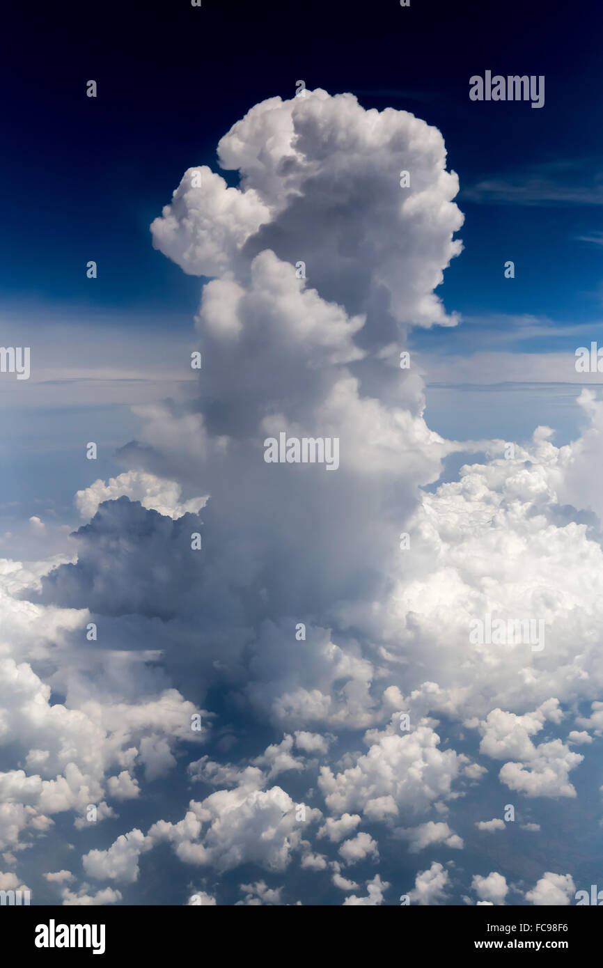 Vertical cloud and blue sky. Aerial view from an airplane Stock Photo Alamy
