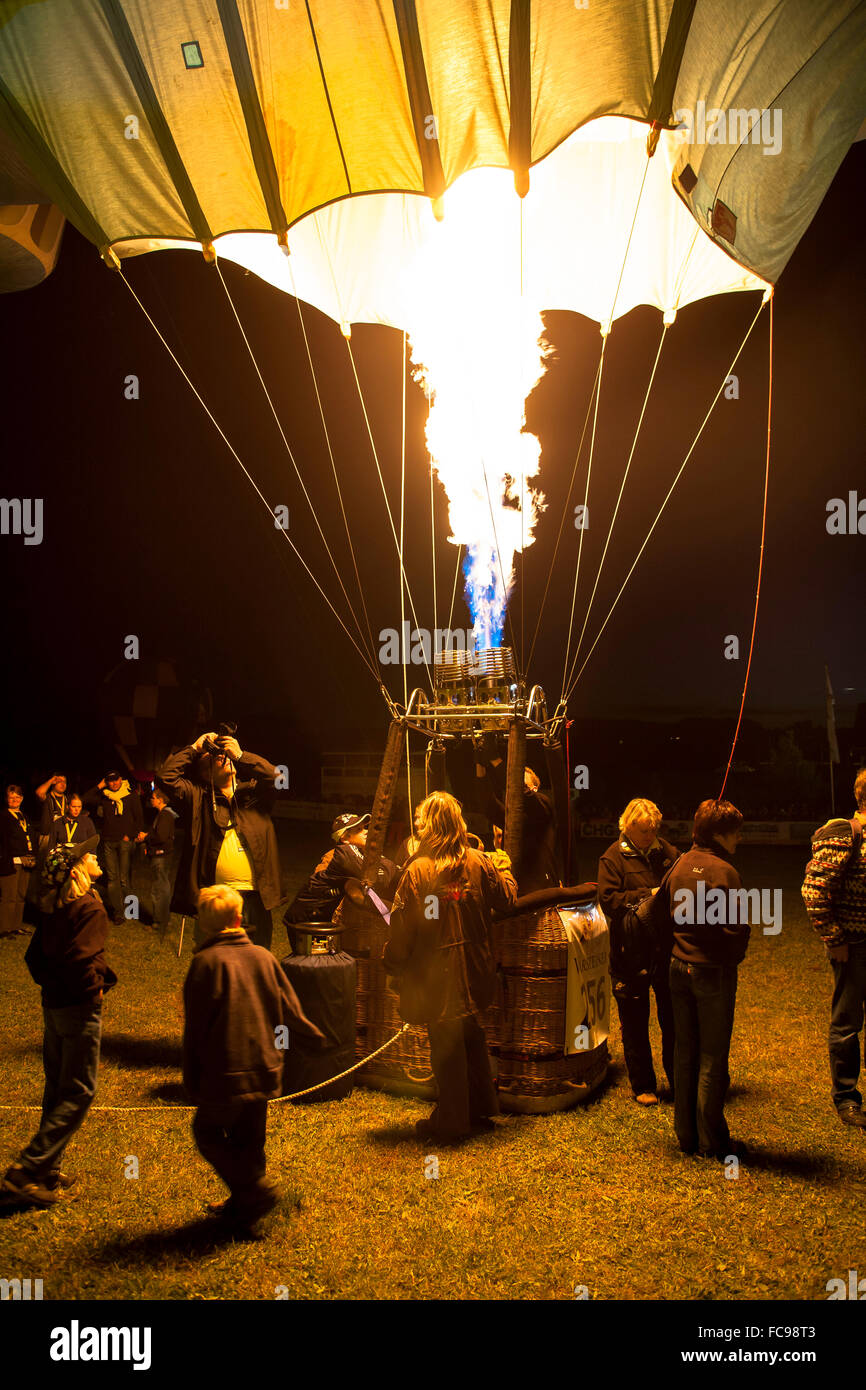 DEU, Germany, Sauerland region, Warstein, international balloon festival in Warstein, balloons during the night glow [the balloo Stock Photo