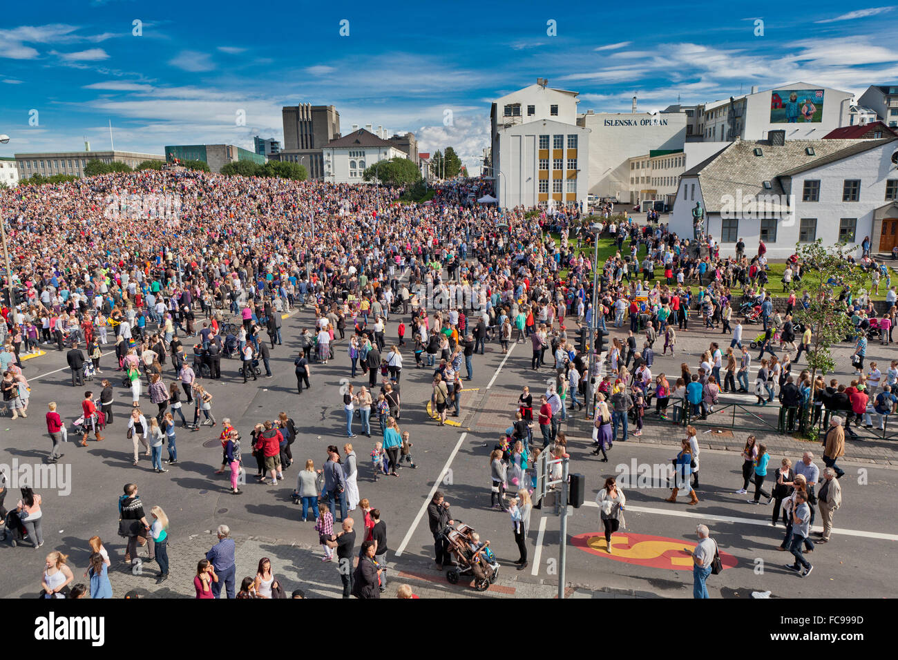 Crowds at Gay Pride, Reykjavik, Iceland Stock Photo