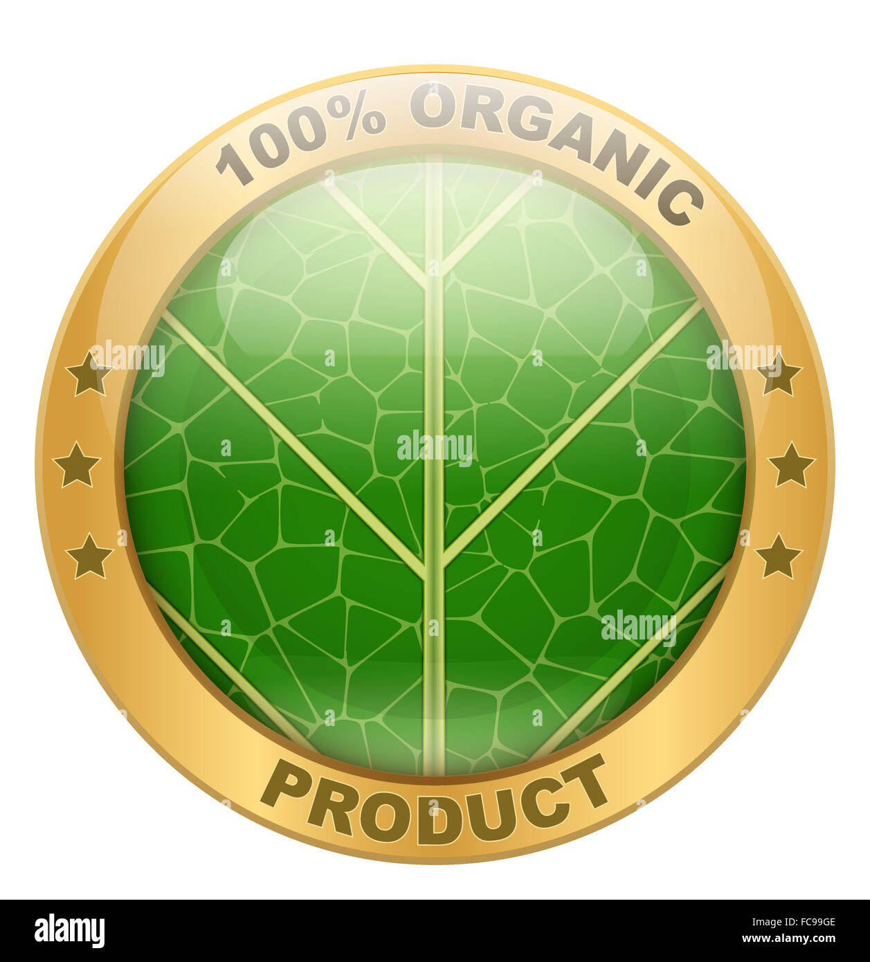 Icon of organic for food or drinks. Stock Photo