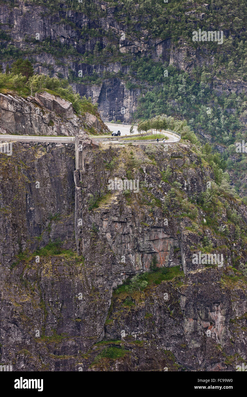 Vorningsfossen waterfall, Eidfjord, Hordaland, Norway Stock Photo