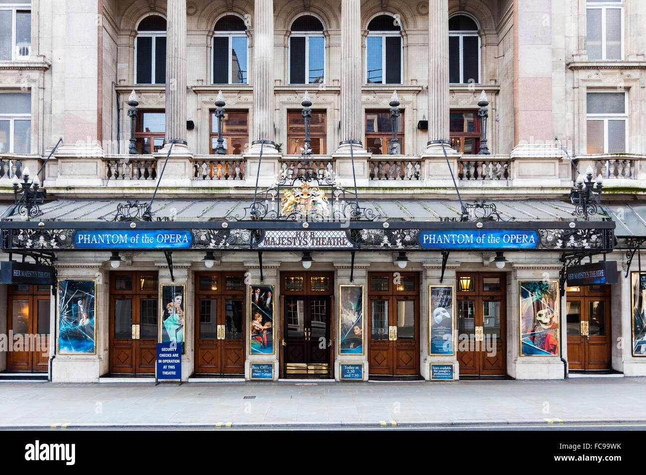 Her Majestys Theatre in Central London showing Phantom of the Opera Stock Photo
