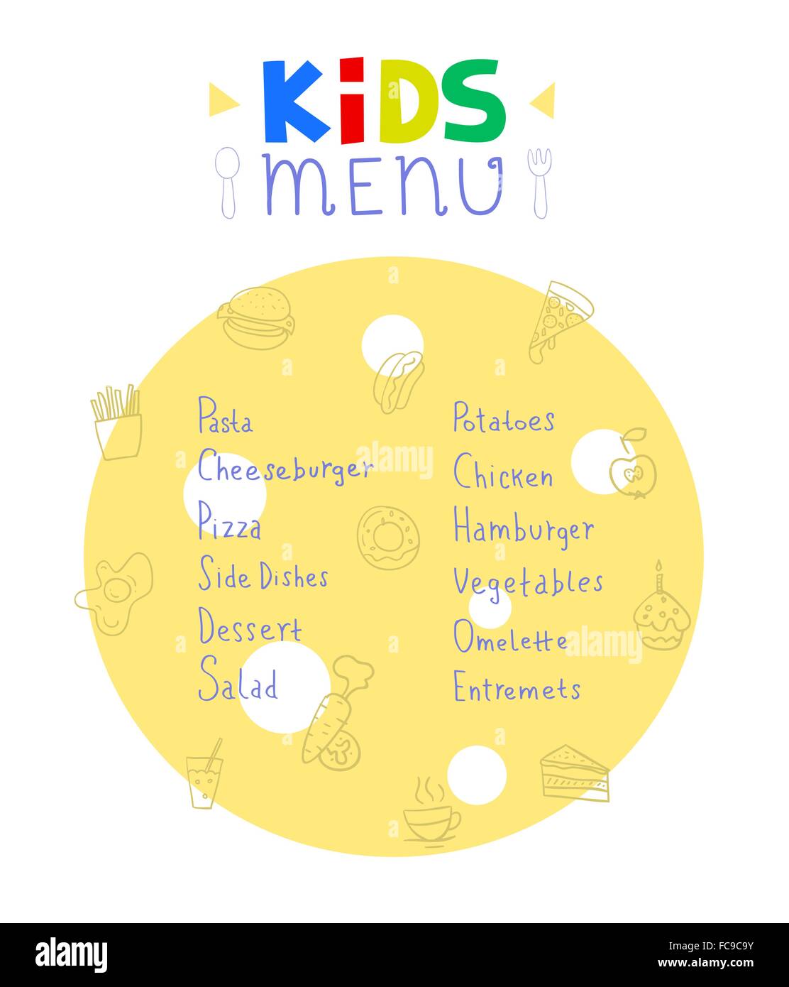 Colorful kids meal menu design vector template Stock Vector Image & Art