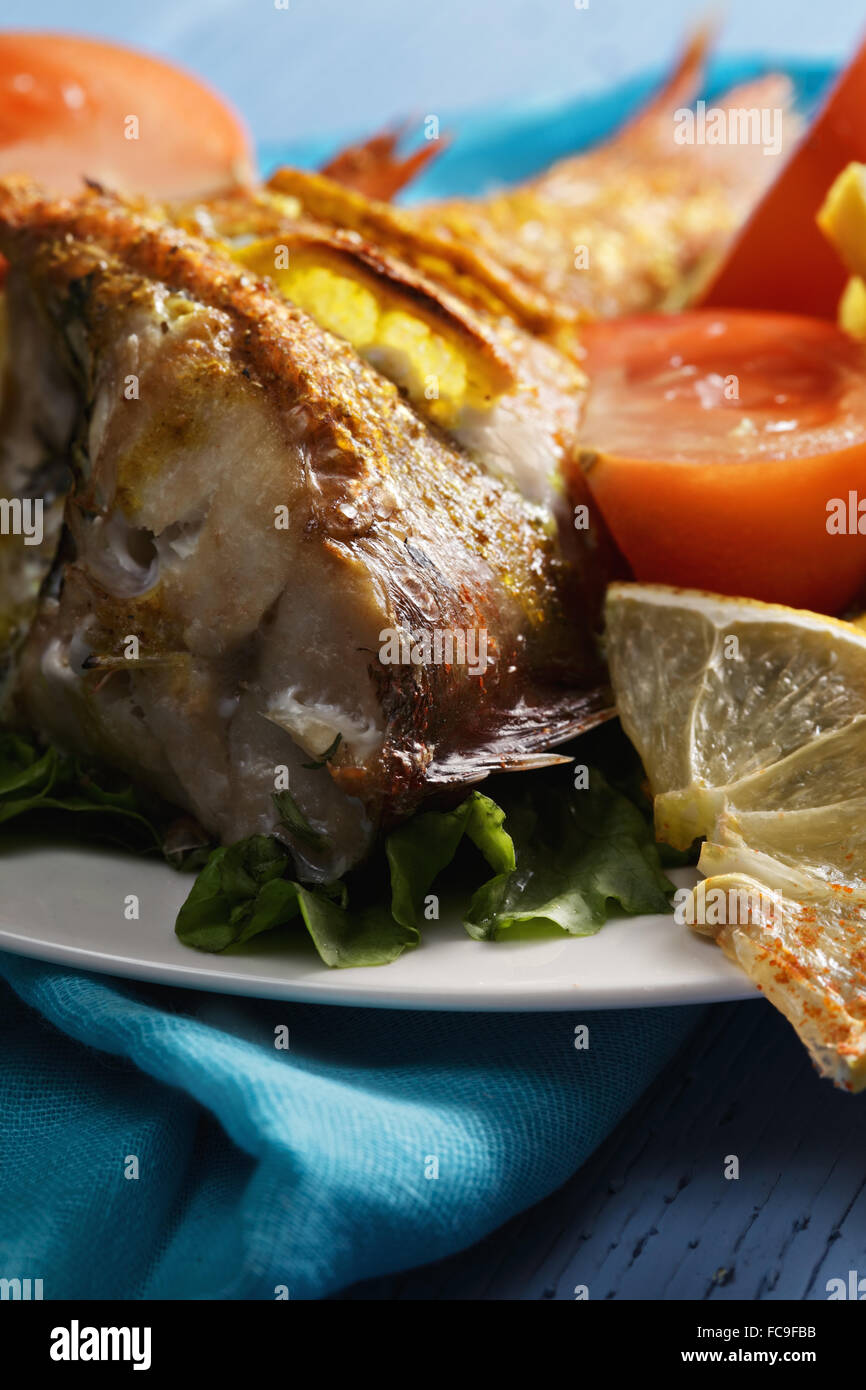 Cooked rockfish closeup Stock Photo Alamy