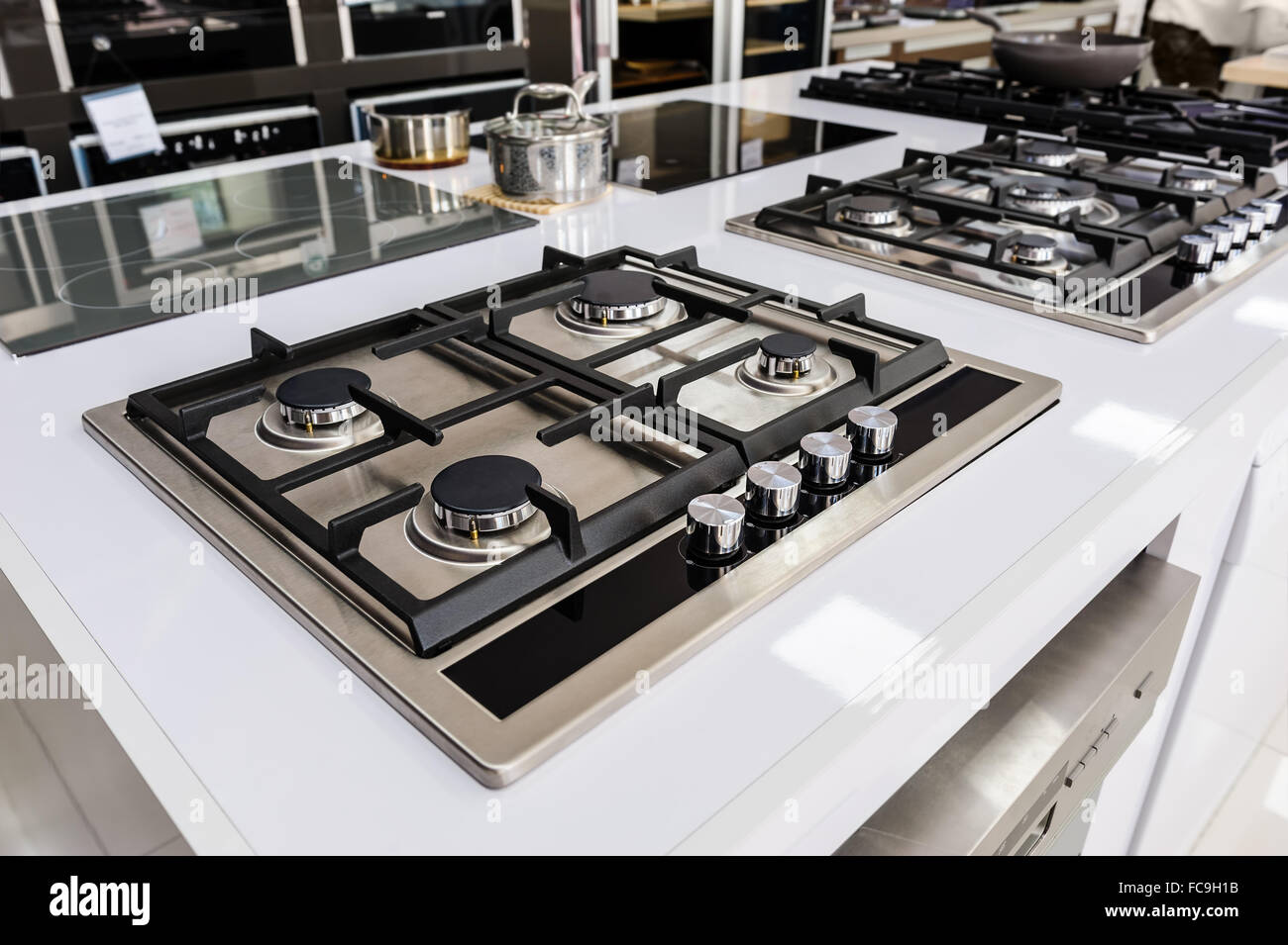 Brand new gas stoves Stock Photo Alamy