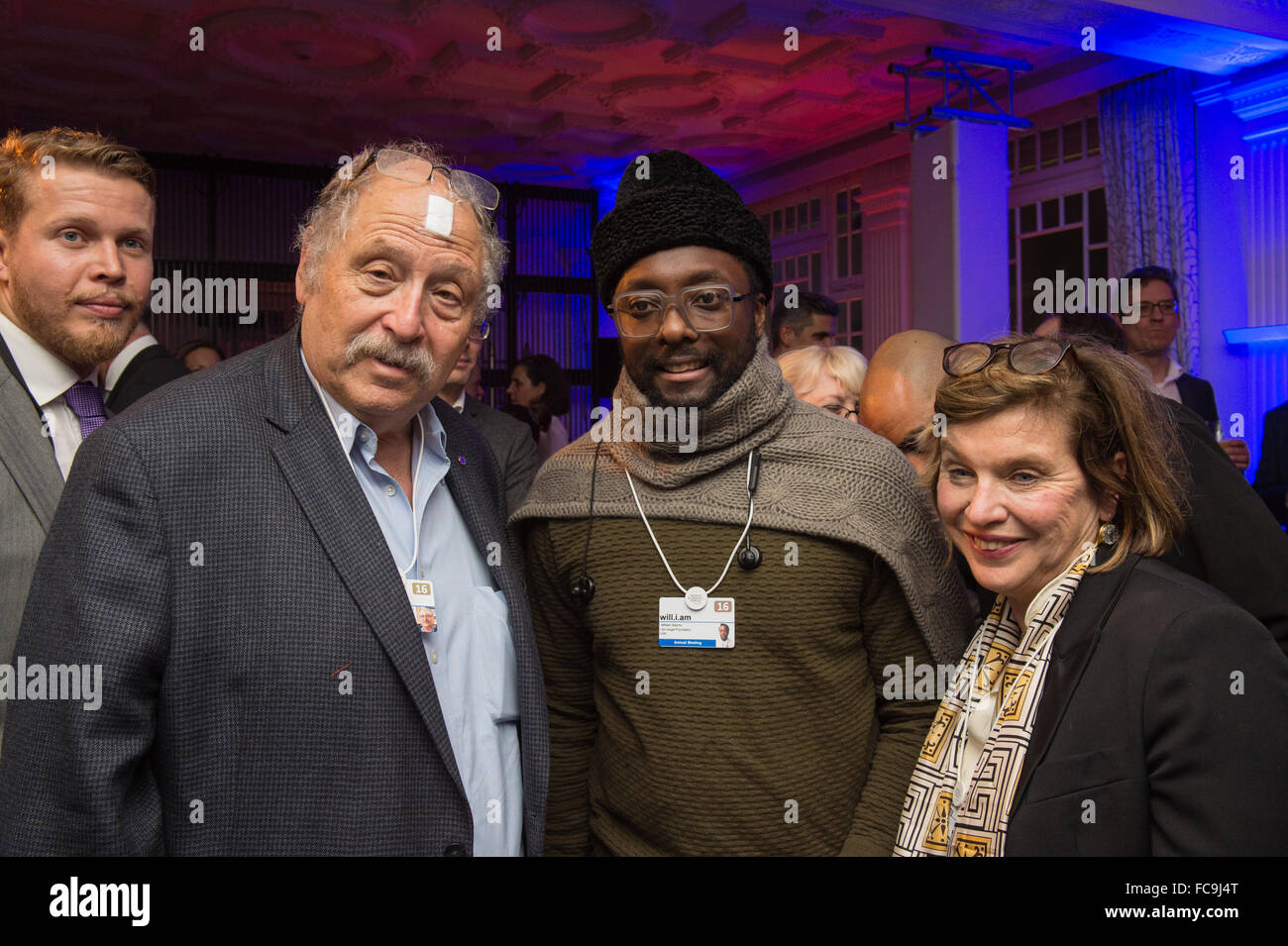 Davos, Switzerland. 20th January, 2016. (l-r) Yossi Vardi, William Adams (I.Am Angel Foundation, Founder), Stephanie Czerny (DLD Media, Managing Director) DLD Burda Event at the Steigenberger Hotel in Davos during the World Economic Forum (WEF) 2016 . January 20, 2016 Credit:  dpa picture alliance/Alamy Live News Stock Photo