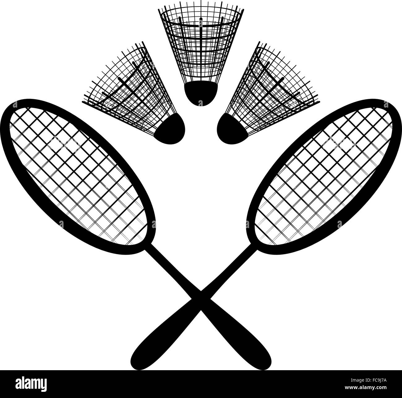 Equipment for the badminton, silhouette Stock Vector