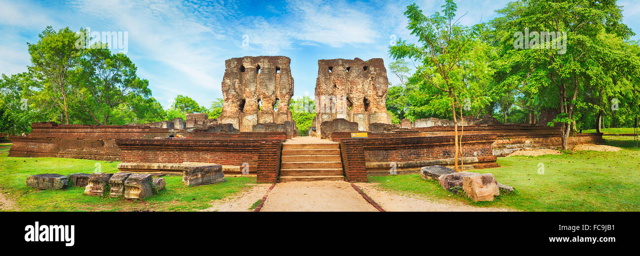 Royal Palace of King Parakramabahu. Panorama Stock Photo