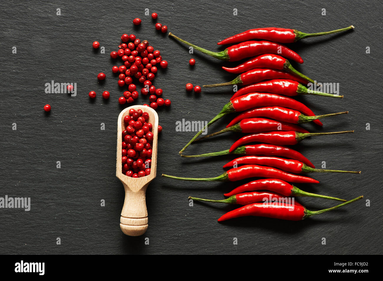 Red hot chili peppers and rose pepper Stock Photo Alamy