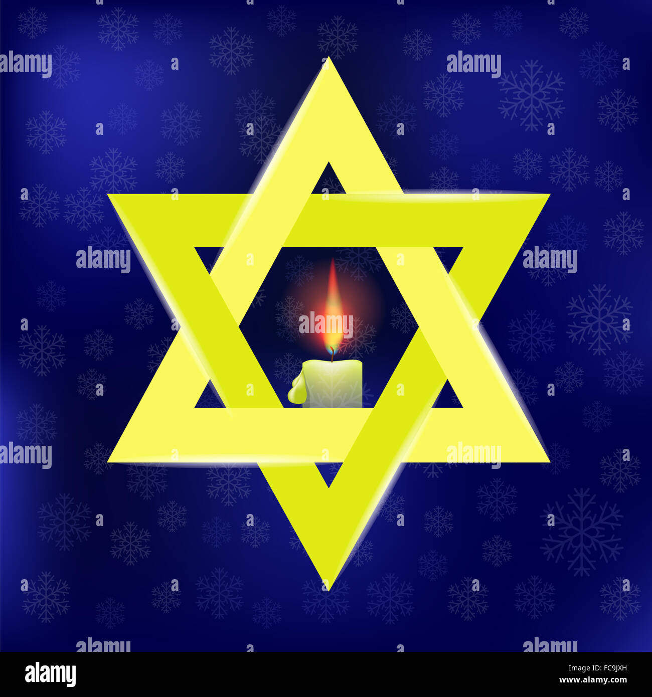 Yellow Star of David and Burning Candles Stock Photo Alamy