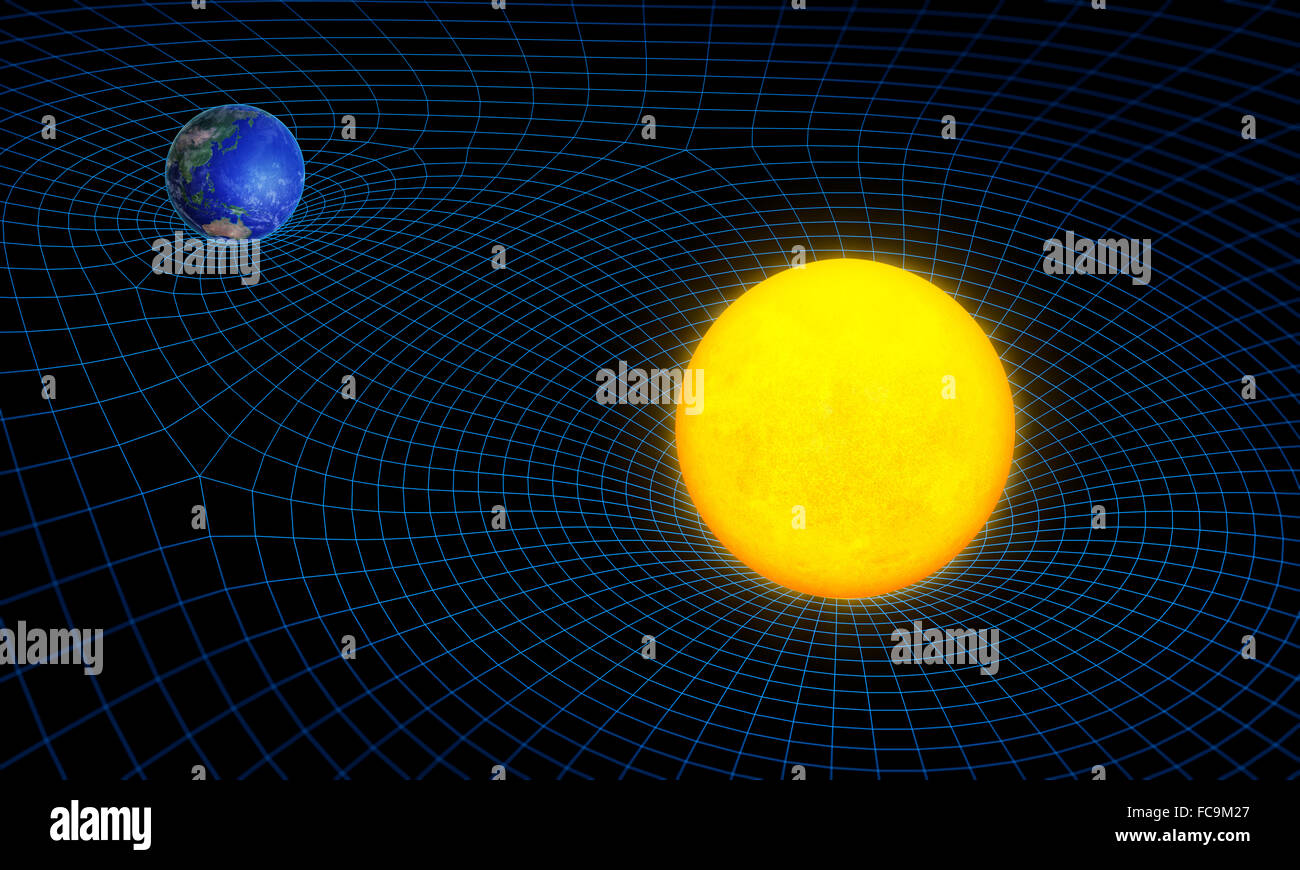 Space time continuum curvature and gravity concept Stock Photo