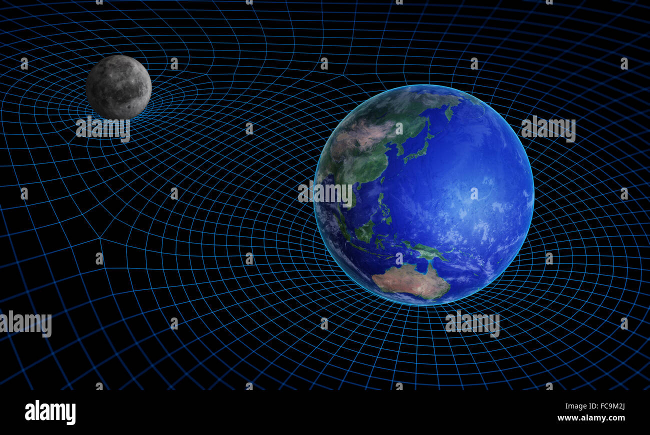 Space time continuum curvature and gravity concept Stock Photo