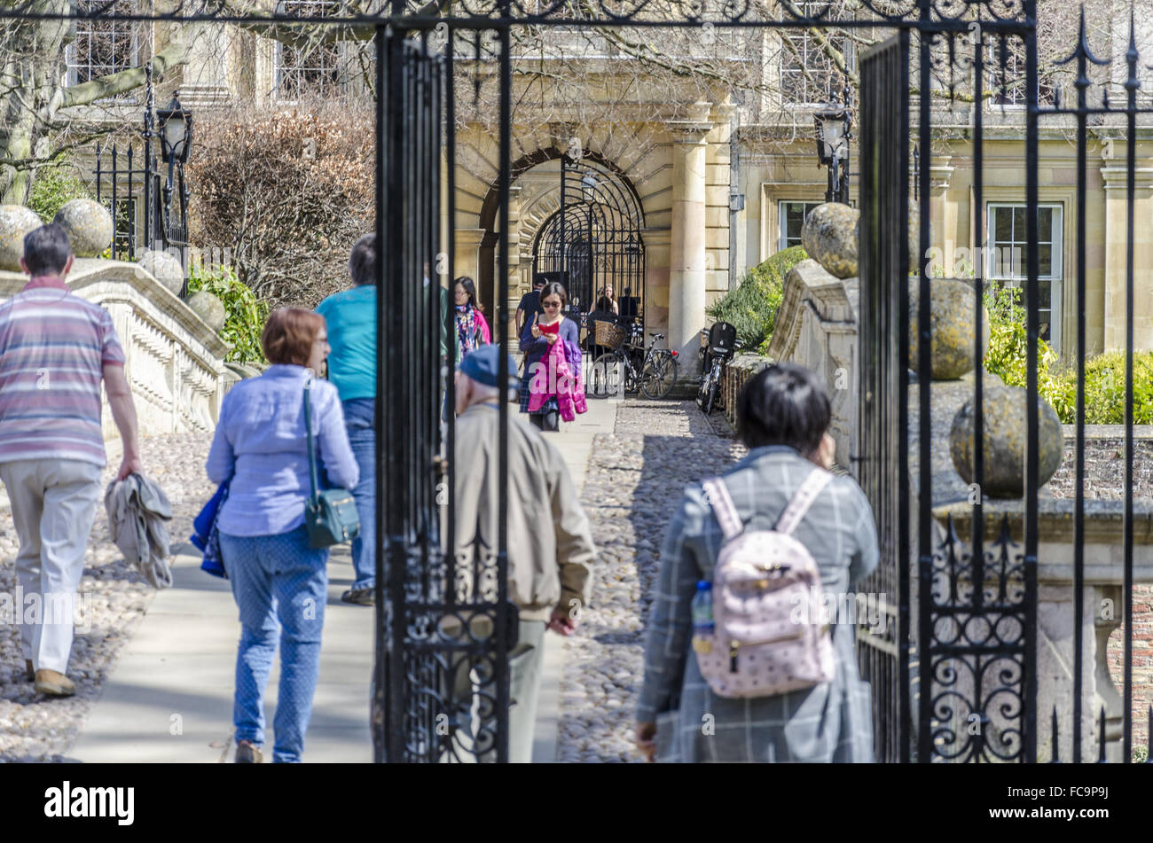 Tourists at Clare College Stock Photo