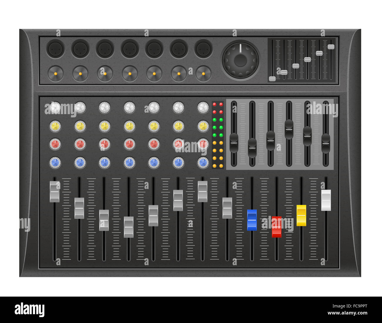 panel console sound mixer illustration isolated on white background Stock Photo