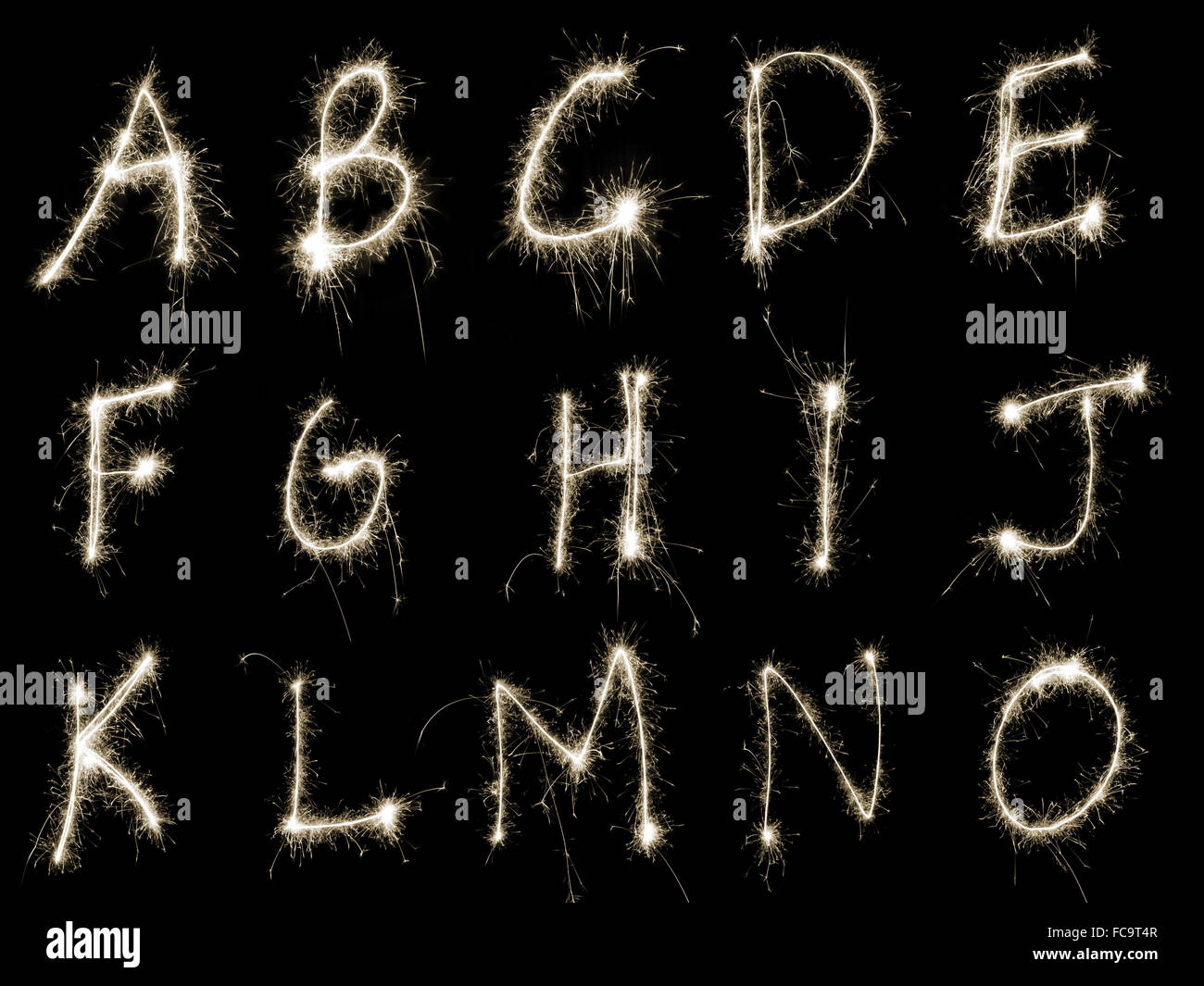 Sparking Alphabet AtoO Stock Photo