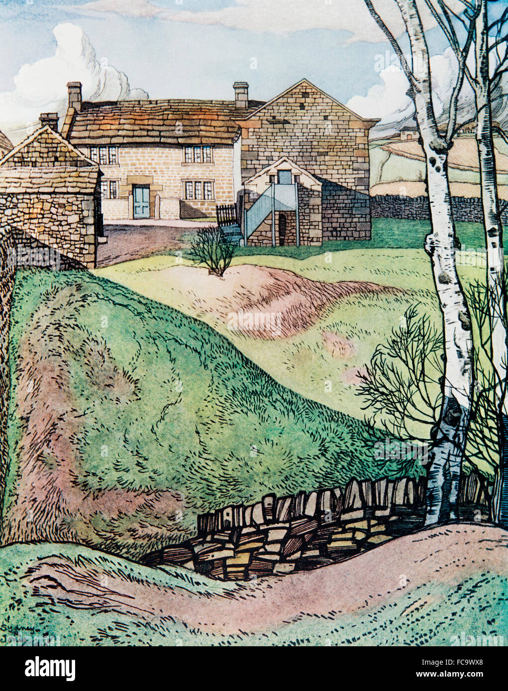 UK, England, Yorkshire, Penistone, stone built farmhouse, 1911