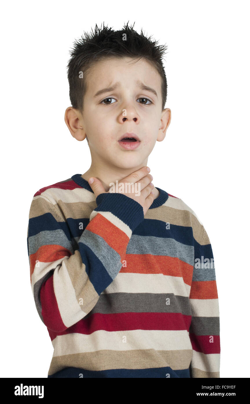 Child have sore throat sick Stock Photo Alamy