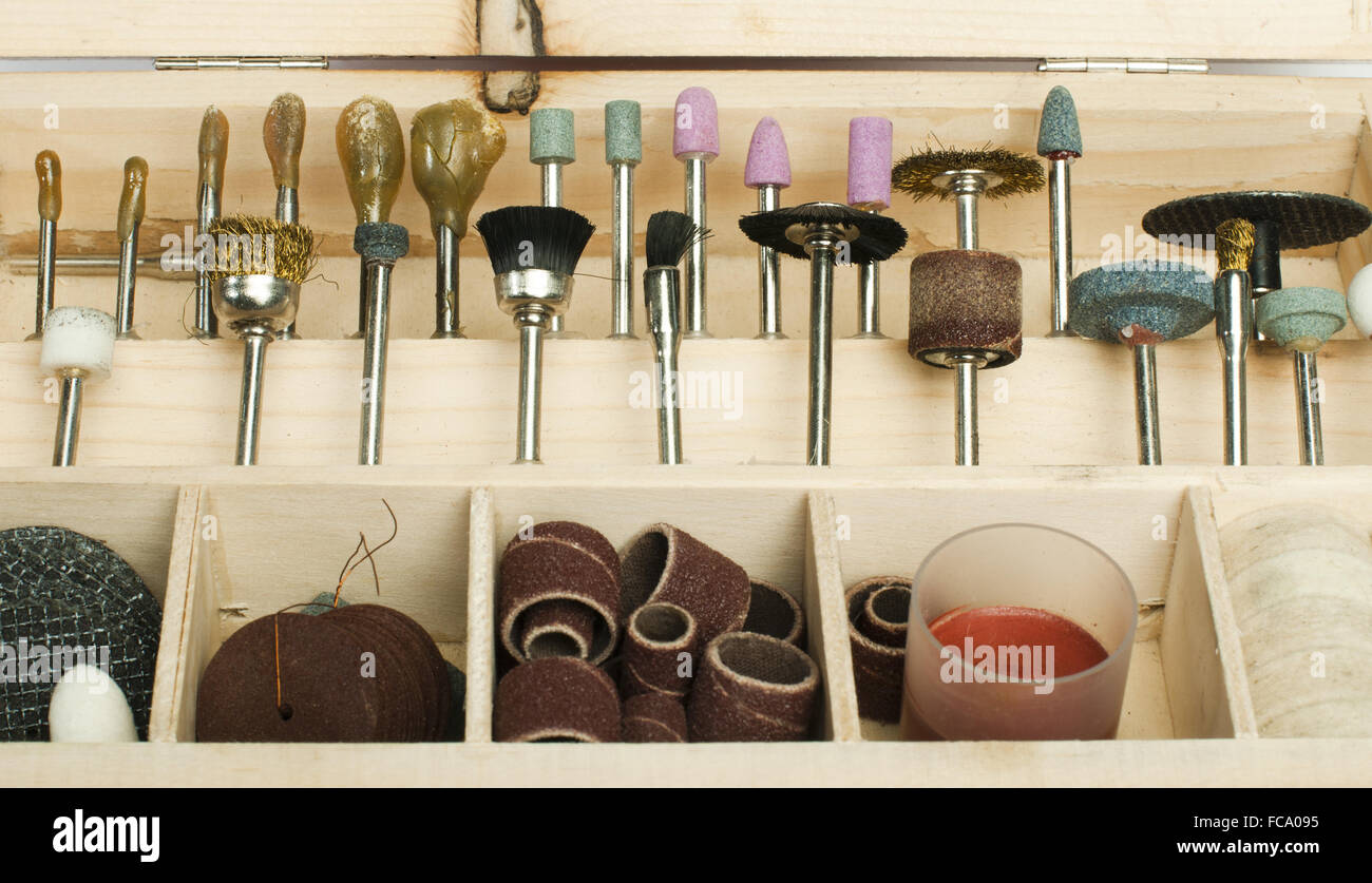 Box of tools for sharpening and grinding Stock Photo Alamy