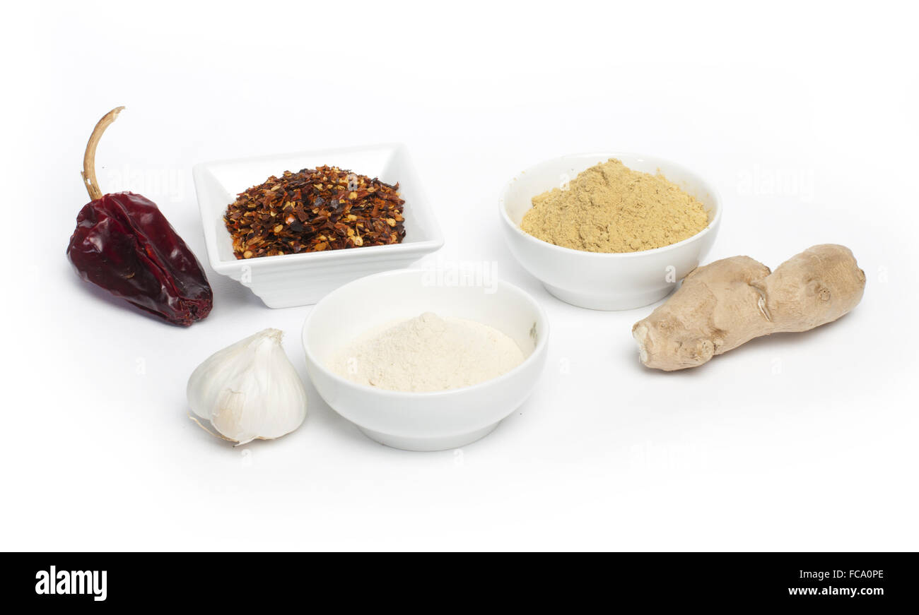 Ground red pepper, ginger and garlic Stock Photo Alamy