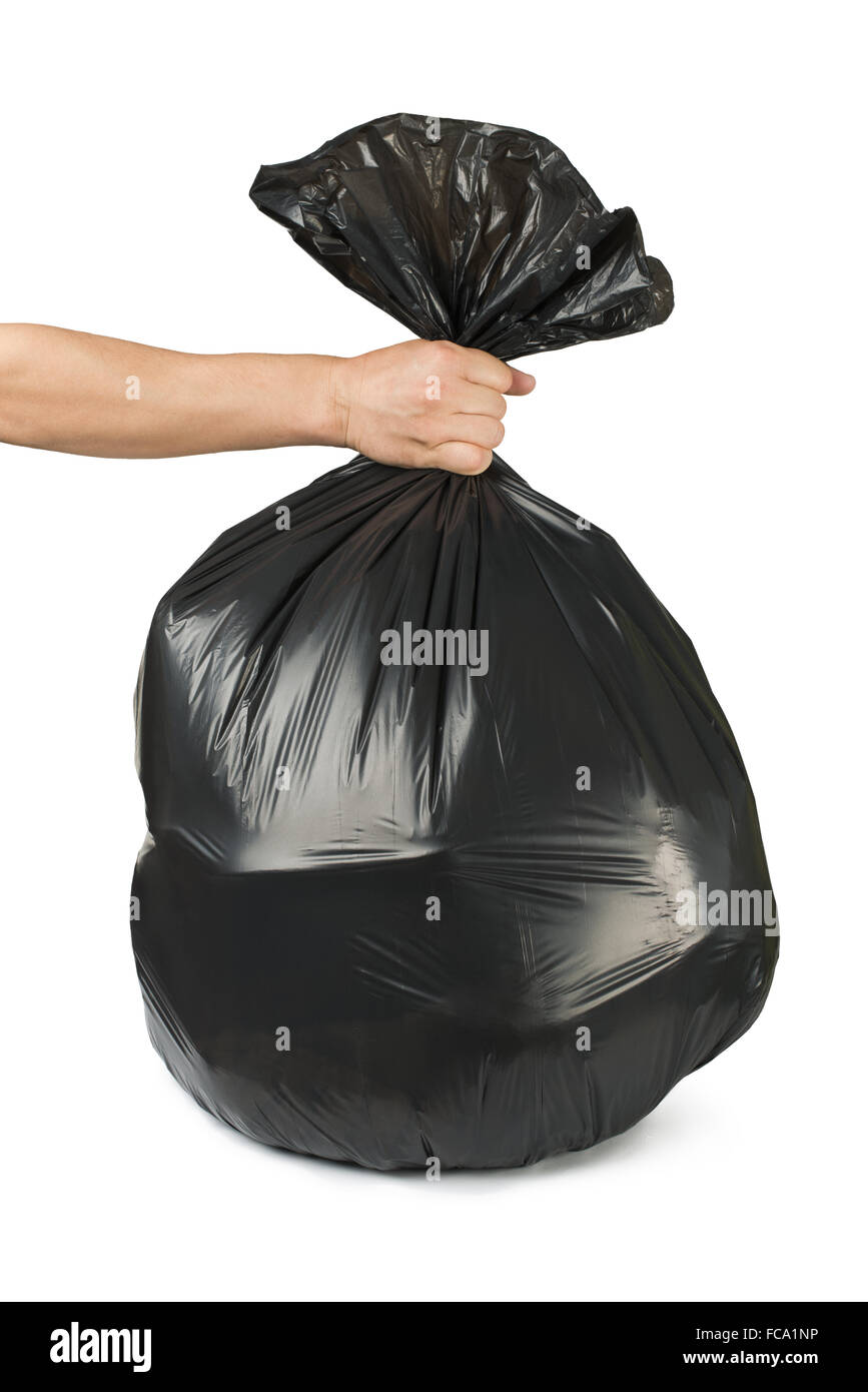 Black plastic rubbish bag Cut Out Stock Images & Pictures Alamy
