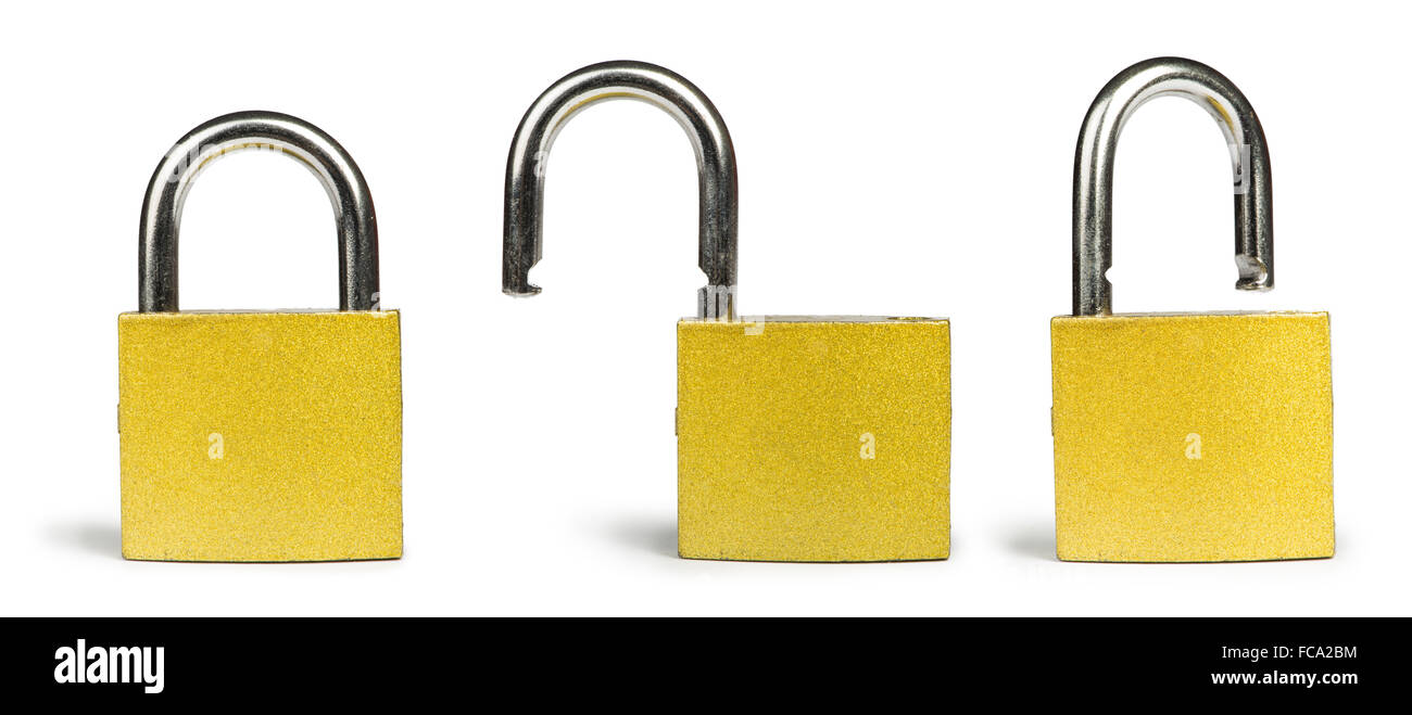 Yellow padlock isolated Stock Photo Alamy