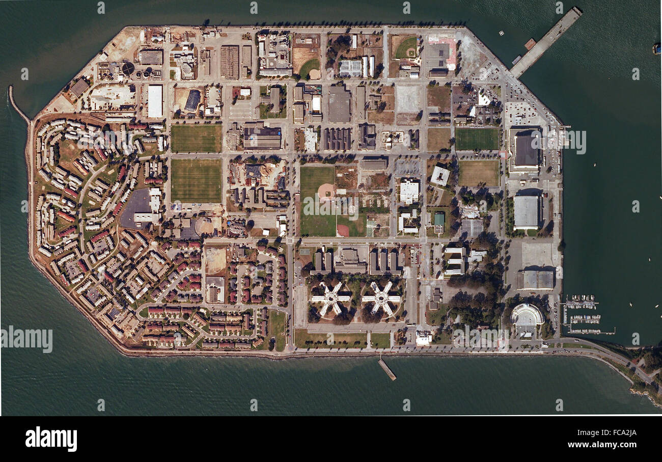 aerial map of Treasure Island, San Francisco, California Stock Photo