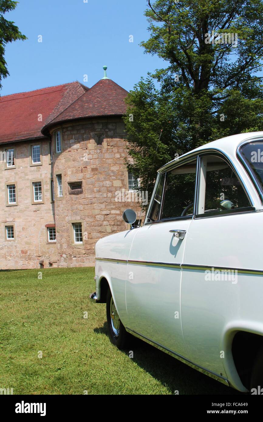Oldtimer in front of a castle Stock Photo