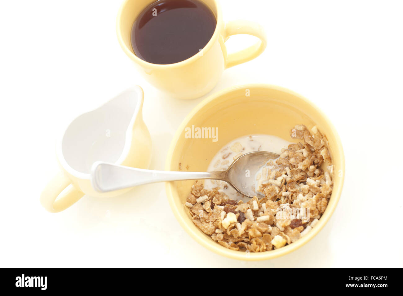 Bowl of muesli and coffee for breakfast Stock Photo