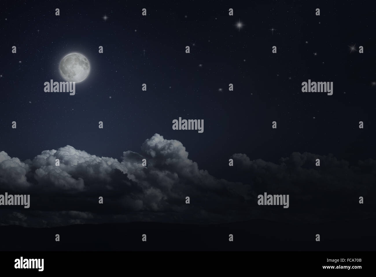 Night starry sky and moon Stock Photo