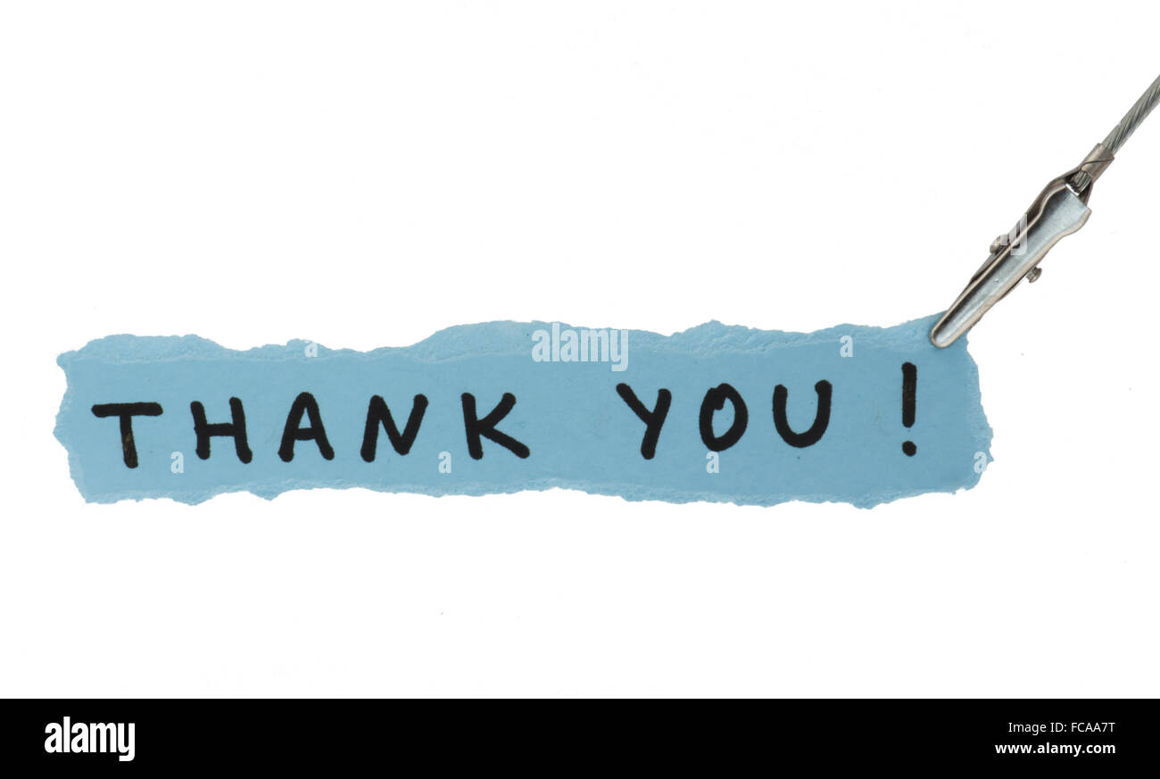 Frase Thank You on paper Stock Photo - Alamy