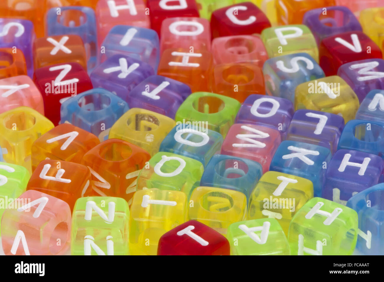 Colorful cubes with letters Stock Photo - Alamy
