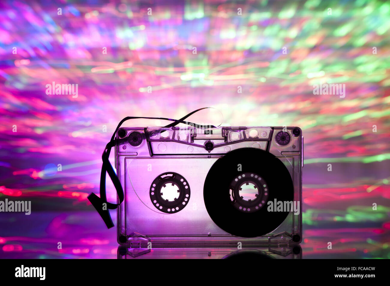 Cassette tape and multicolored lights Stock Photo Alamy