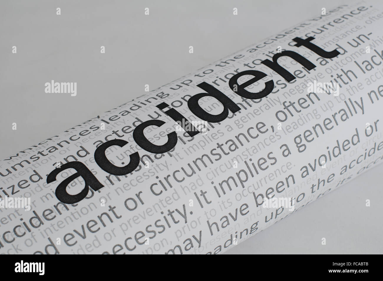 Typed text Accident on paper Stock Photo Alamy