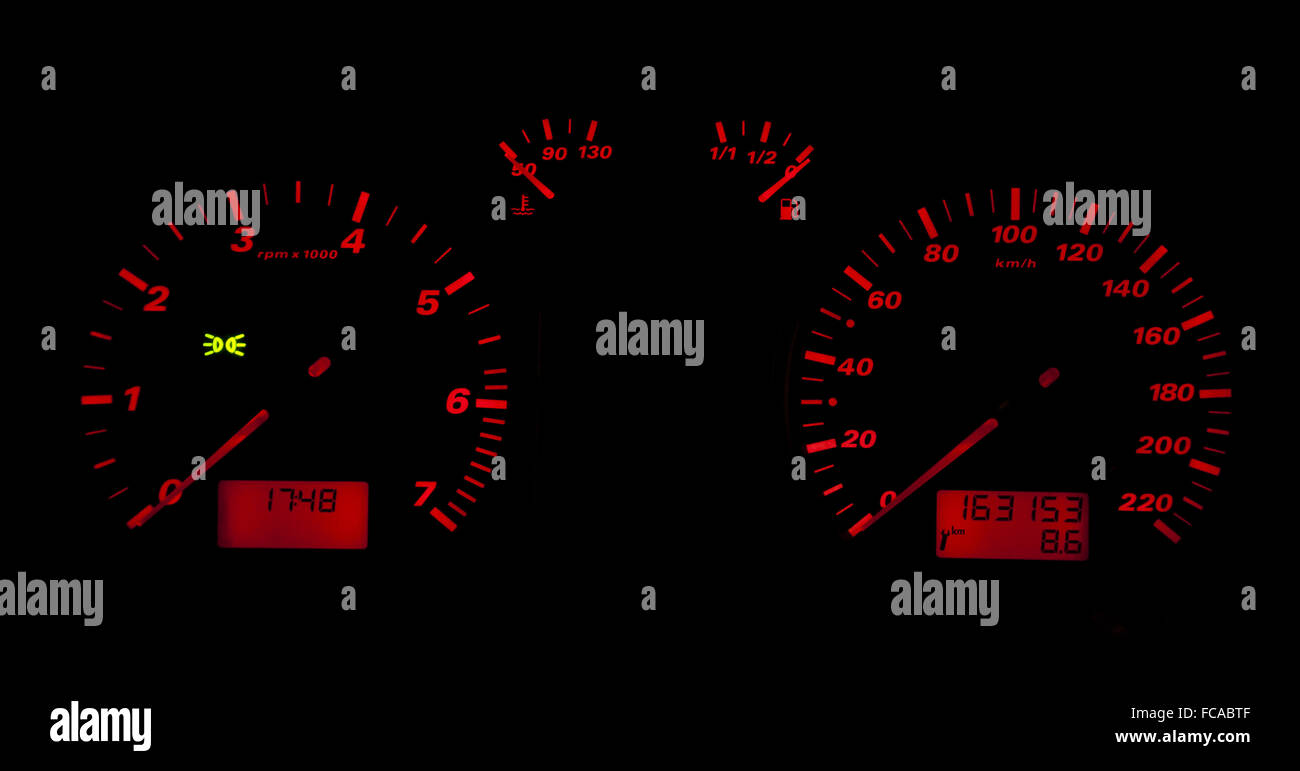 Car dashboard in the night Stock Photo Alamy