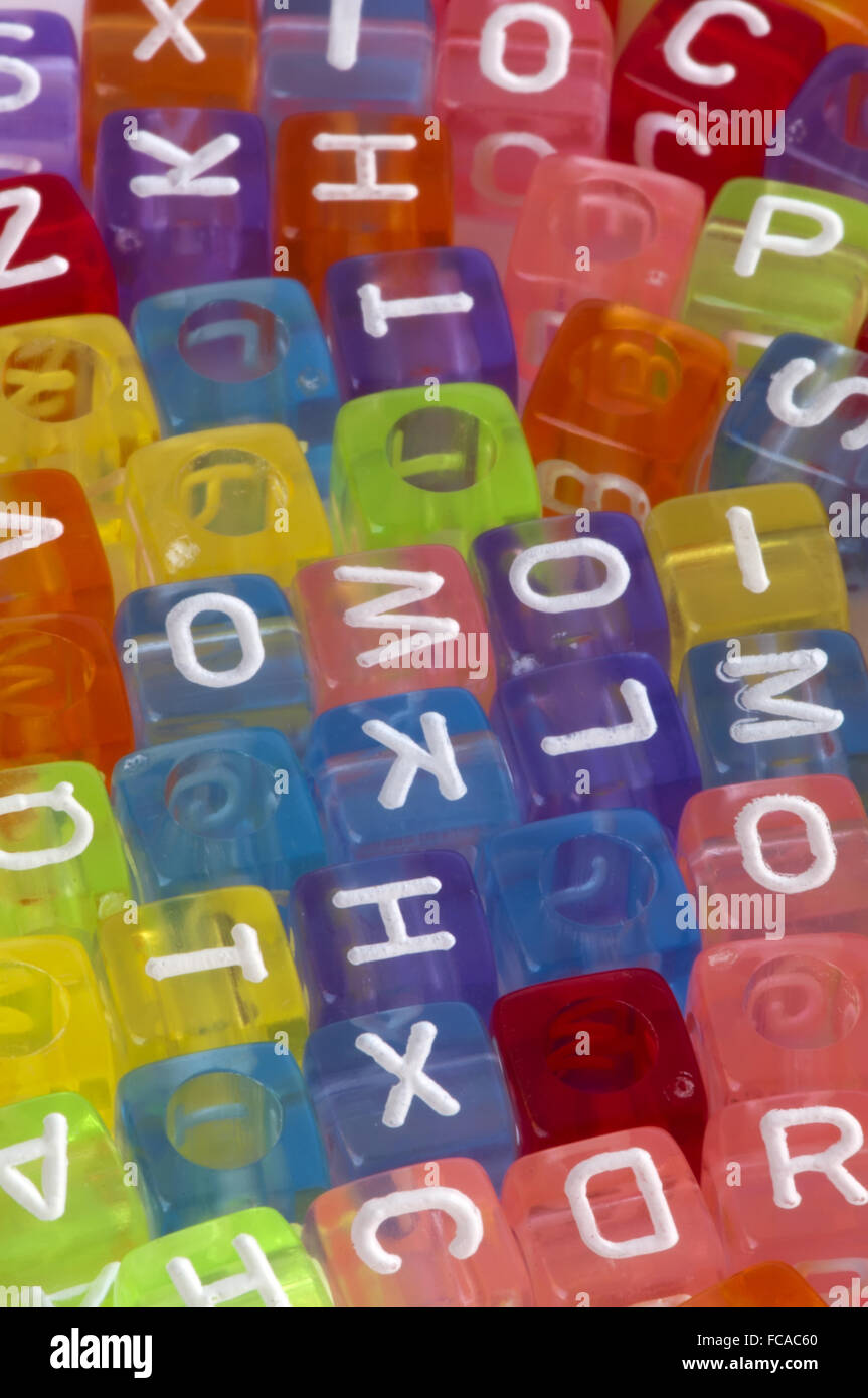 Colorful cubes with letters Stock Photo - Alamy