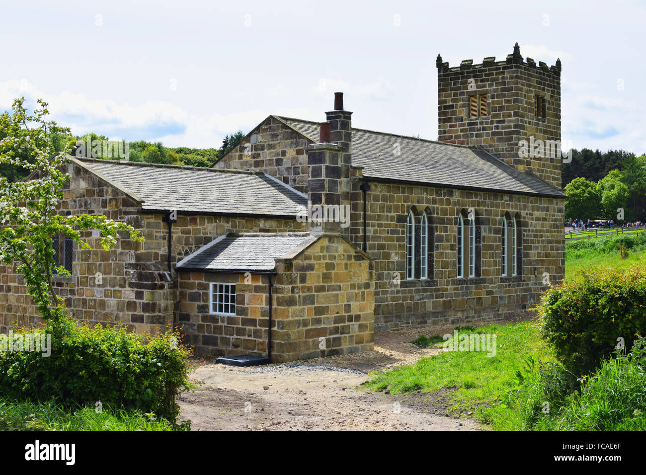 Construction now almost complete on the rebuilt St Helens Church, Eston. Now rebuilt at Beamish Museum. Stock Photo