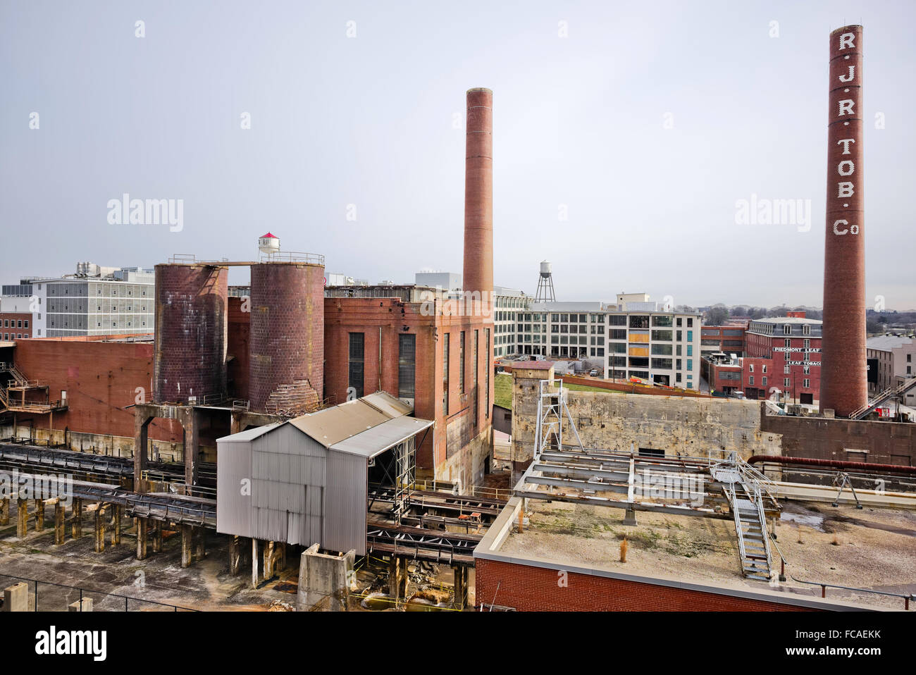 Smokestack and buildings at Reynolds Tobacco Bailey Power Plant