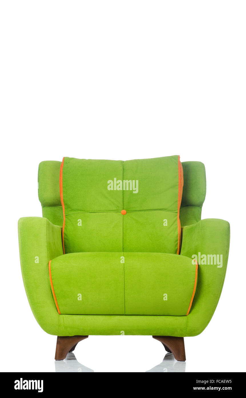 The green armchair isolated on the white Stock Photo Alamy