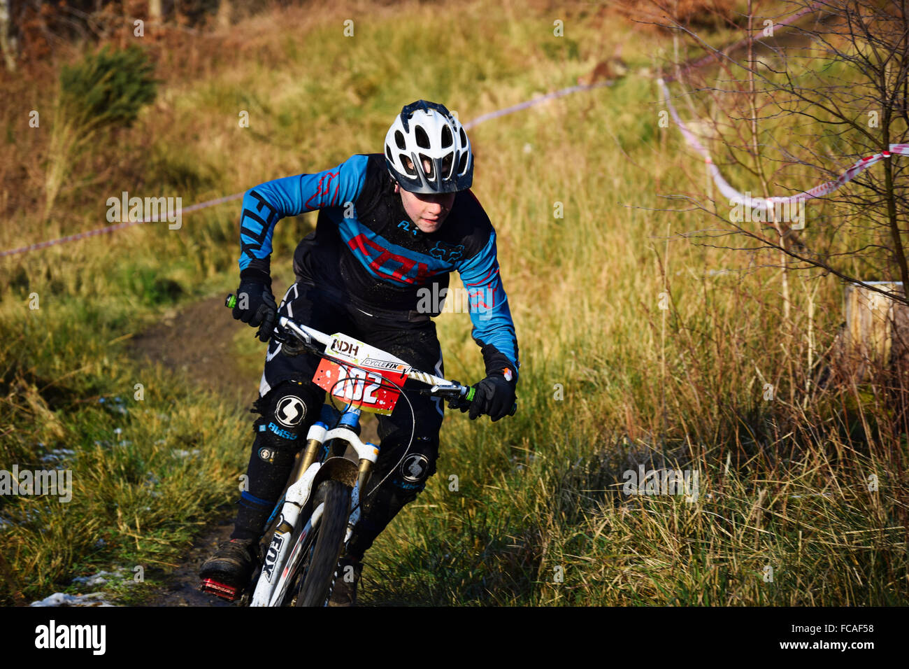 Rider taking part in the NDH Cyclefix Chopwell Funduro, Chopwell, Gateshead, uk Stock Photo
