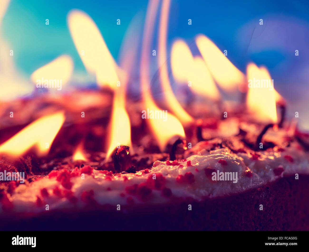 Birthday cake with candles lit hi-res stock photography and images - Alamy