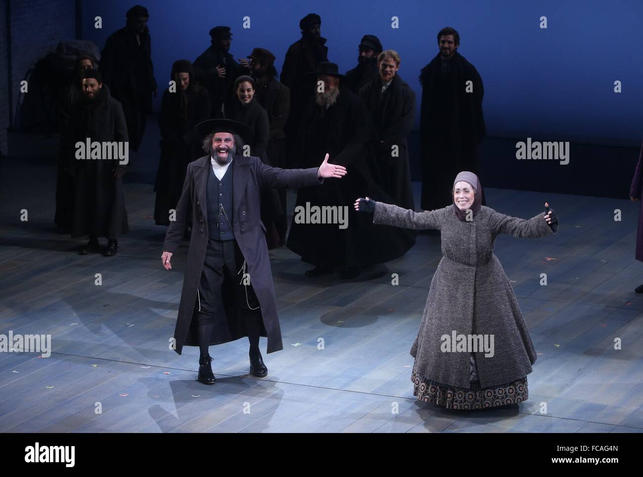 Opening night of Fiddler On the Roof at the Broadway Theatre - Curtain Call.  Featuring: Adam Dannheisser, Alix Korey Where: New York City, New York, United States When: 21 Dec 2015 Stock Photo
