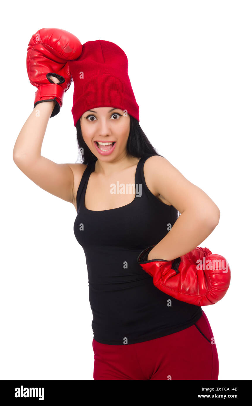 Woman boxer isolated on the white Stock Photo Alamy