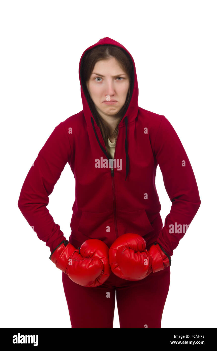 Woman boxer isolated on the white Stock Photo Alamy