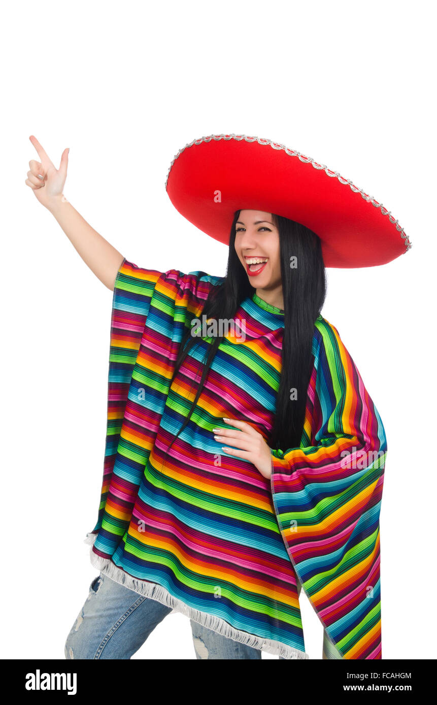 Mexican woman in funny concept on white Stock Photo - Alamy