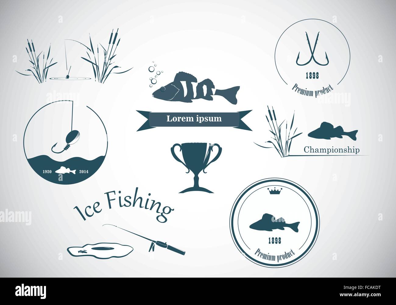 Fishing labels and design elements Stock Vector Image & Art - Alamy