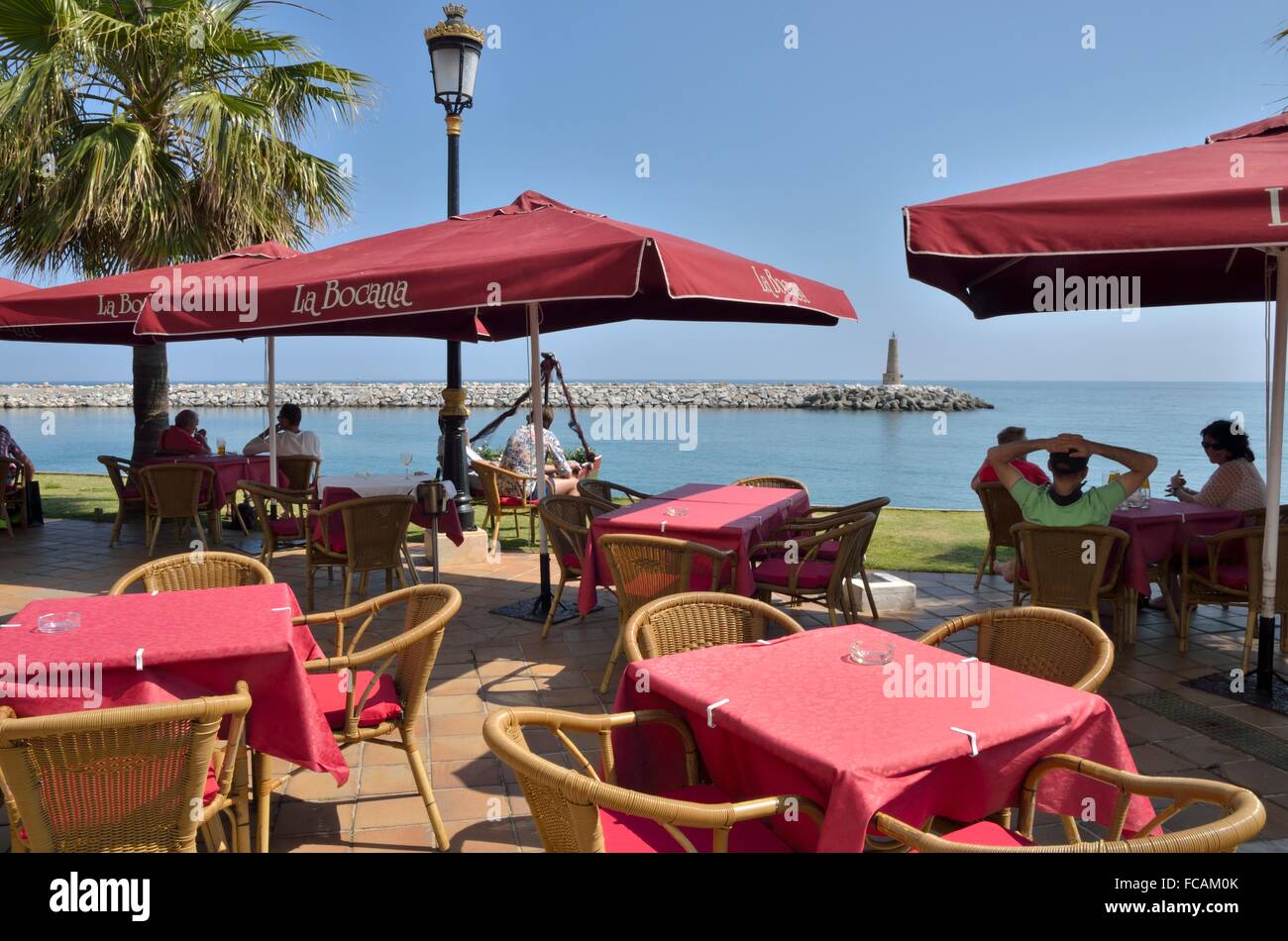 Beach Restaurant In Puerto Banus Stock Photo, Picture and Royalty Free  Image. Image 58169581.