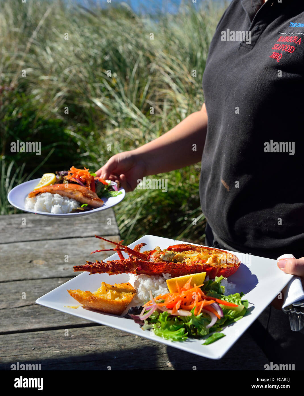 Crayfish Meal Served To A Road Side Table From Kaikoura Seafood