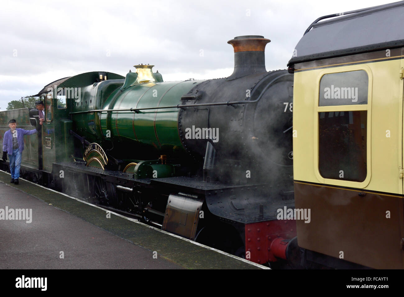 Odney Manor locomotive 7828 on West Somerset Railway Stock Photo