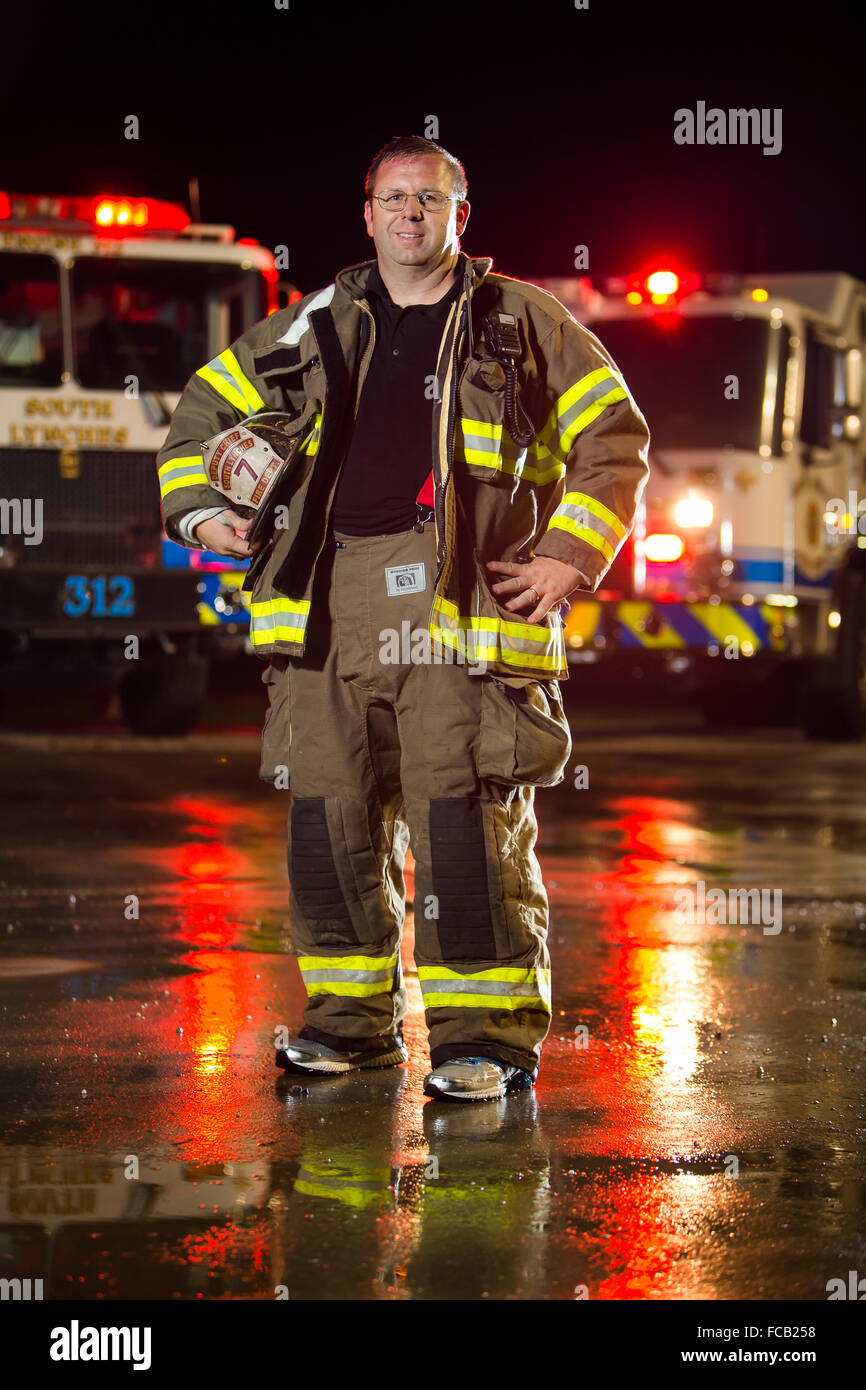 Portrait of fireman. Stock Photo